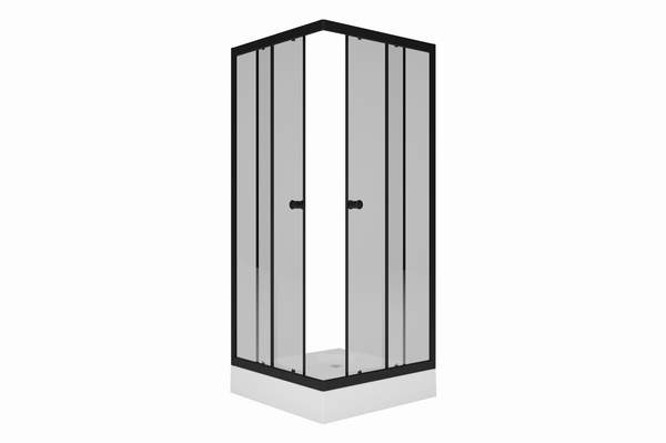 ДУШЕВОЕ ОГРАЖДЕНИЕ ЧЕРНОЕ ПРОЗ.СТЕКЛО 800Х800Х1850