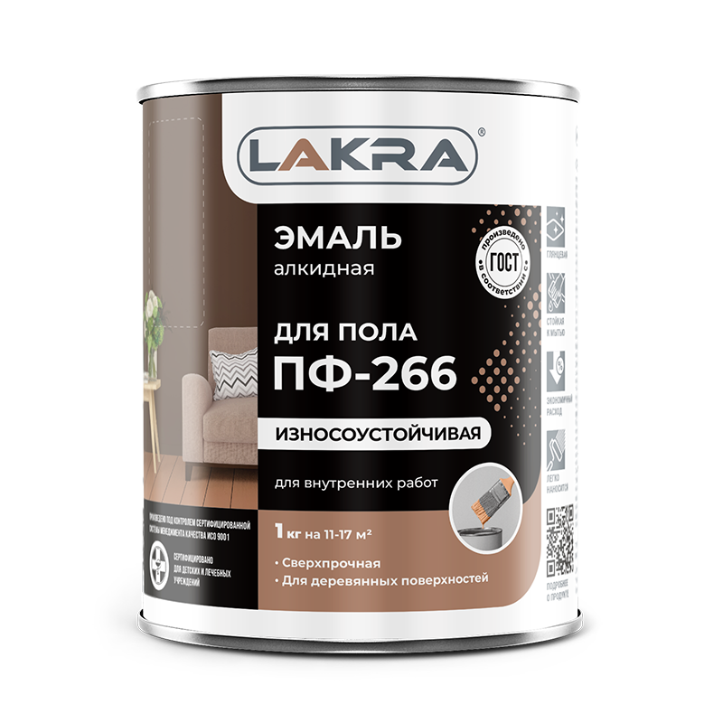 ЭМАЛЬ ПФ-266  ЖЕЛТО-КОРИЧНЕВАЯ 3КГ ЛАКРА
